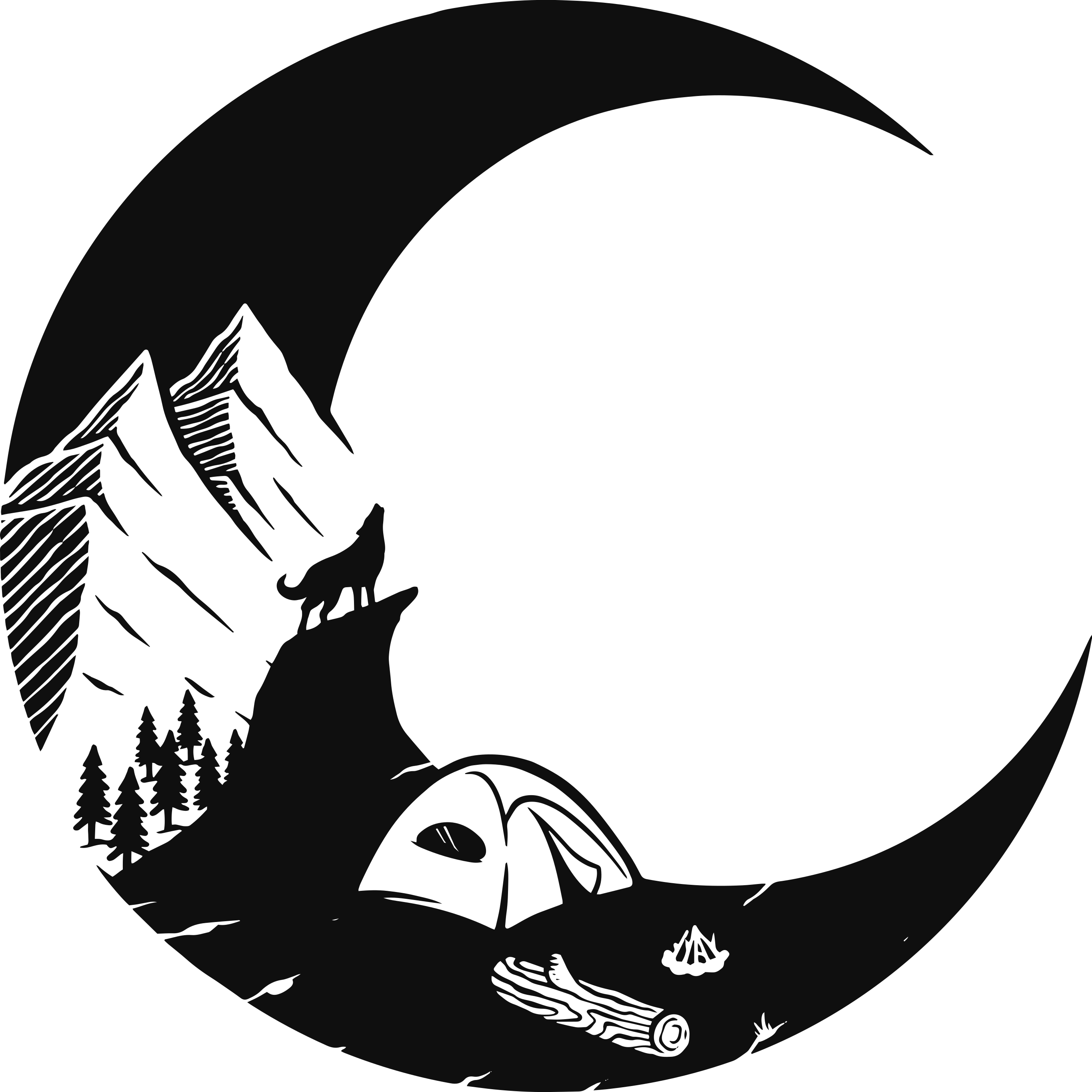 天然乙烯基地毯山地露营场景 - TenStickers