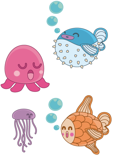 乙烯基地毯 儿童 鱼类插画贴纸 - TenStickers