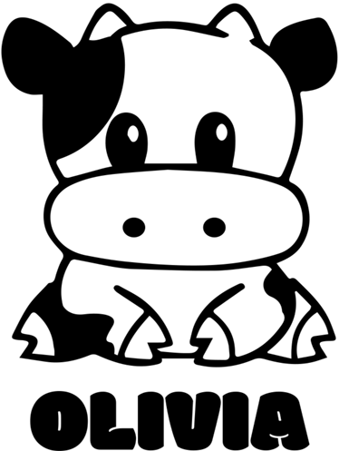 乙烯基地毯 儿童 黑白牛与名字 - TenStickers