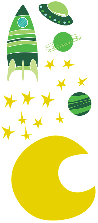 乙烯基地毯 儿童 太空主题绿色贴纸 - TenStickers