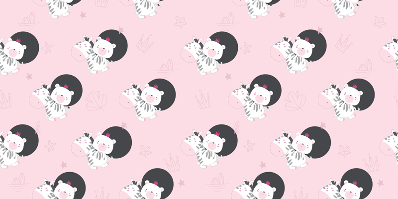 乙烯基地毯 儿童 小斑马与小熊家具 - TenStickers