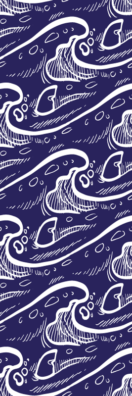 乙烯基地毯浴室蓝色波浪图案背景 - TenStickers