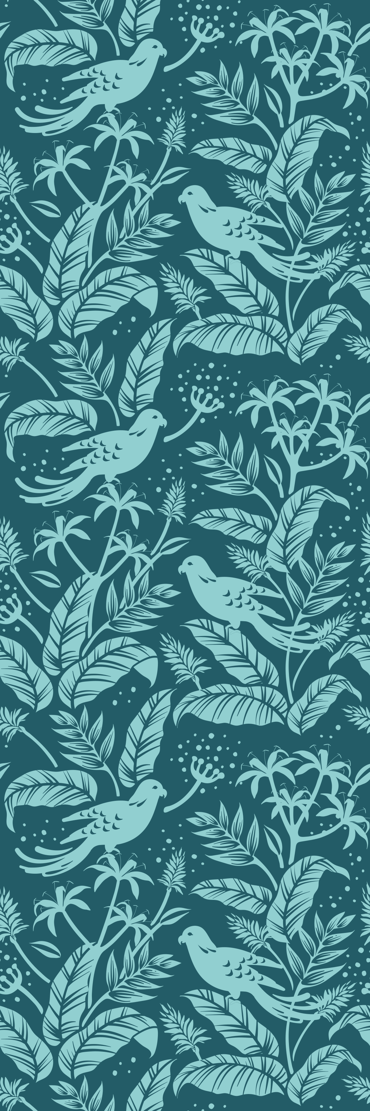 乙烯基地毯浴室蓝绿色飞鸟 - TenStickers