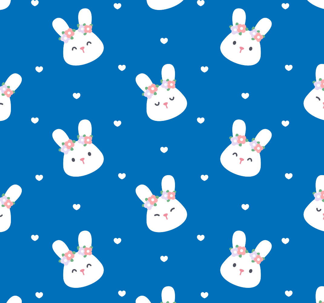 卧室乙烯基地毯可爱兔子蓝色背景 - TenStickers