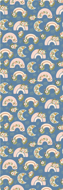 卧室乙烯基地毯春季彩虹花朵儿童图案 - TenStickers