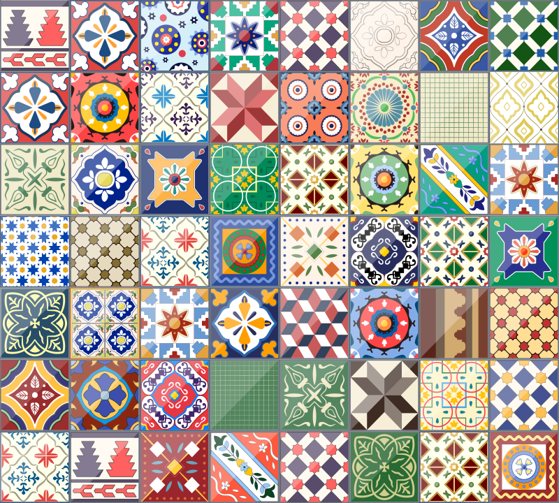 乙烯基地毯 colorful Mosaic Tile Effect - TenStickers