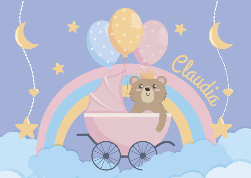 卧室乙烯基地毯 可定制的婴儿车图案 - TenStickers