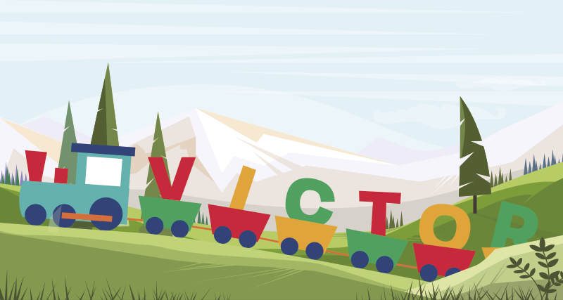 乙烯基地毯托儿所 可定制的字母火车主题 - TenStickers