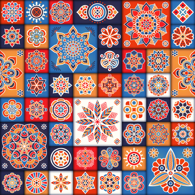 不同瓷砖的梦幻般的马赛克乙烯基地毯 - TenStickers