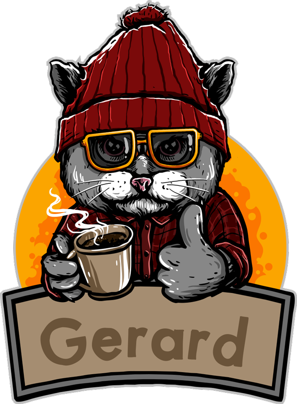 老式的乙烯基地毯拟人化的猫 - TenStickers