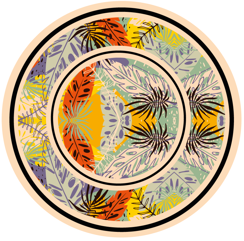 乙烯基花草地毯 植物圆形图案 - TenStickers