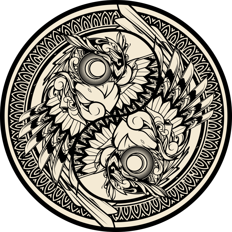 阴阳猫头鹰涂鸦装饰卧室地毯 - TenStickers