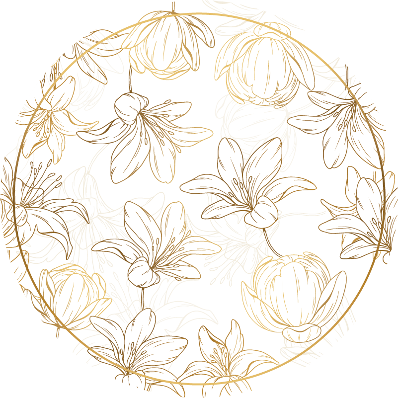 乙烯基花草地毯 花卉圆圈图案 - TenStickers