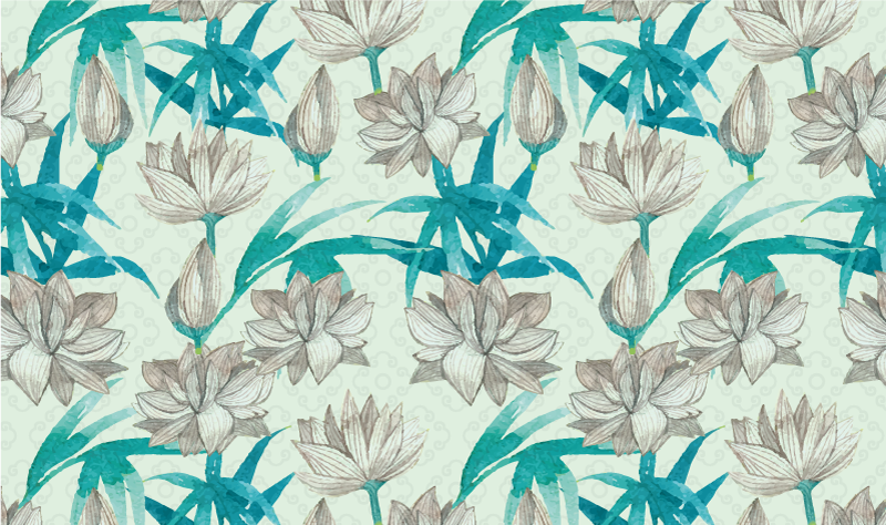 乙烯基花草地毯 花卉柔和色调 - TenStickers