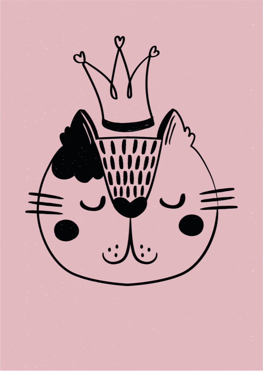 乙烯基地毯动物 皇冠猫插图 - TenStickers