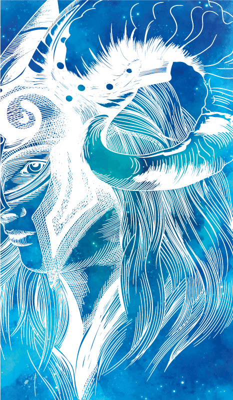 乙烯基地毯动物 神话中的山羊插图 - TenStickers