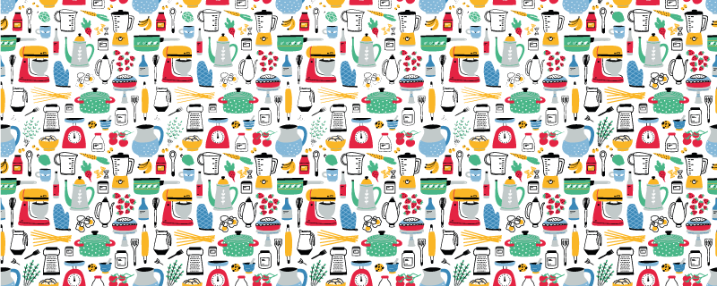 多色厨房图案乙烯基地毯 - TenStickers