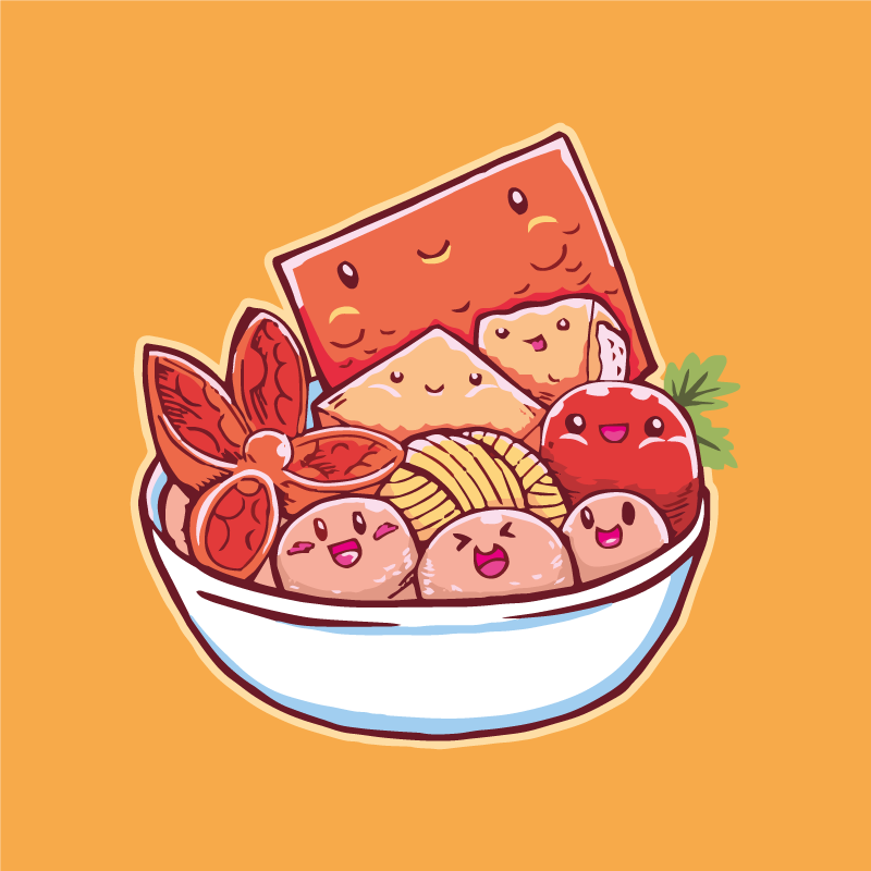 可爱卡通食品厨房地砖 - TenStickers