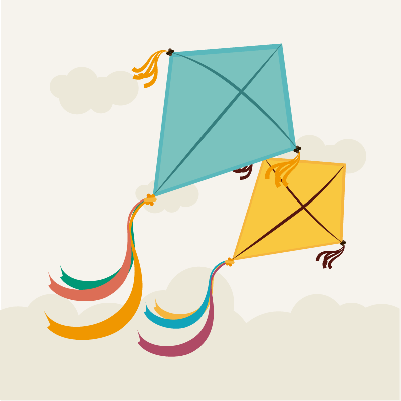 乙烯基地毯 儿童 放风筝的插图 - TenStickers