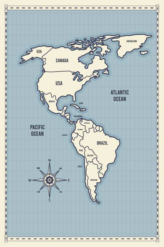 乙烯基地毯美洲地图 - TenStickers