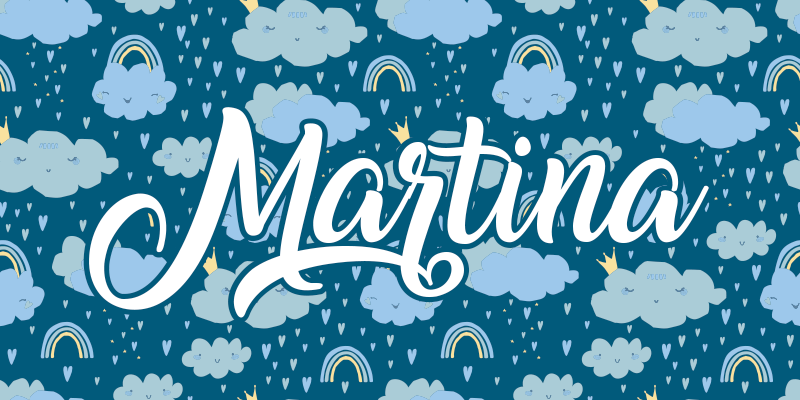 乙烯基地毯 蓝色云朵与名字 - TenStickers