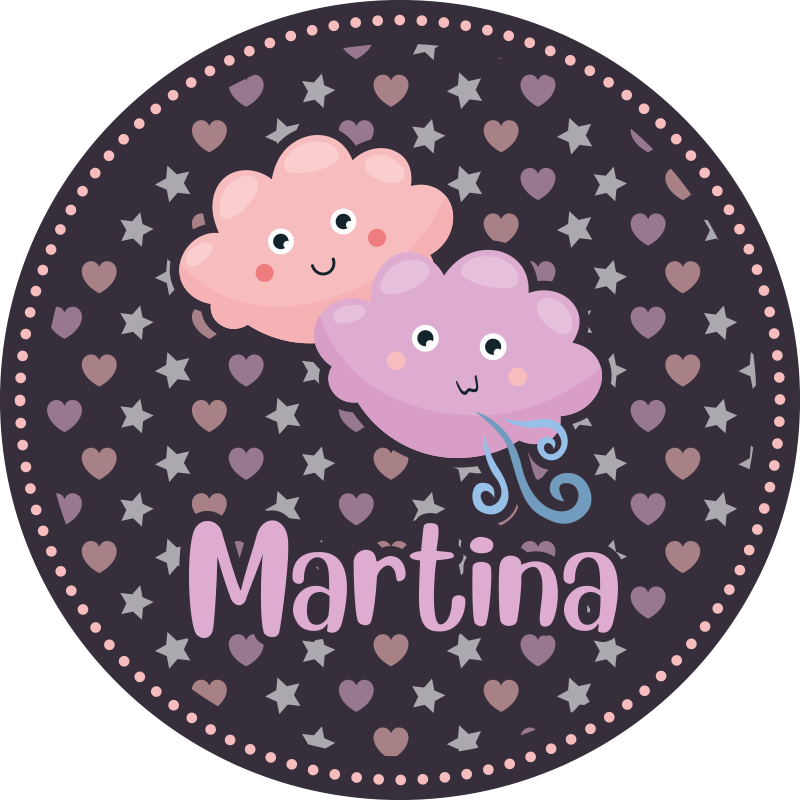 乙烯基地毯紫色云彩定制名称 - TenStickers