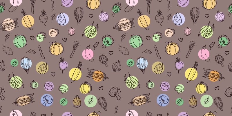 乙烯基厨房地毯 彩色蔬菜图案 - TenStickers