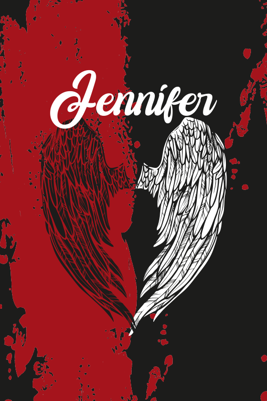 乙烯基地毯心形翅膀定制名字 - TenStickers