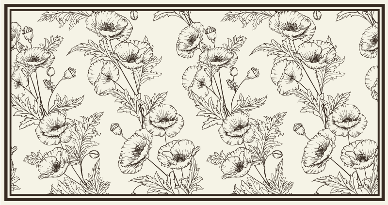 乙烯基地毯客厅花卉轮廓图案 - TenStickers