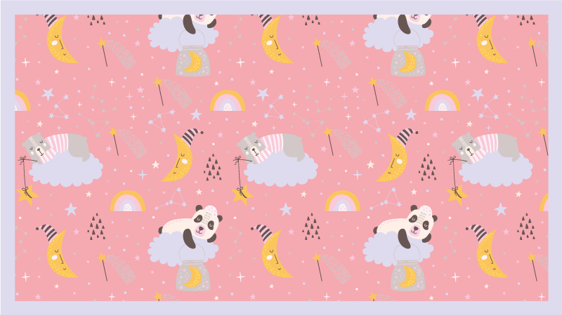 乙烯基地毯云朵图案粉色背景 - TenStickers