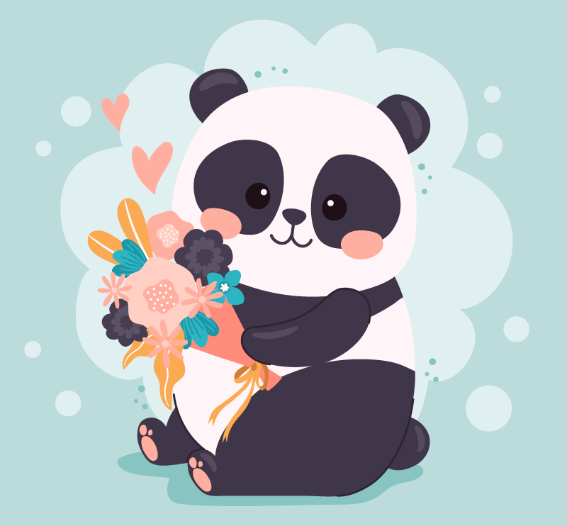乙烯基地毯 儿童 花朵熊猫 - TenStickers