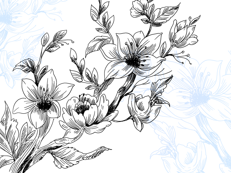 乙烯基花草地毯蓝色花朵概念 - TenStickers