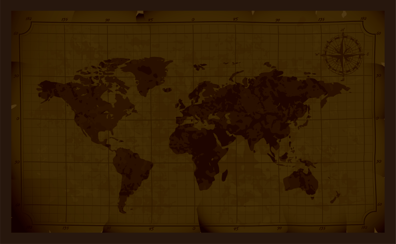 老式的石头效果世界地图地毯 - TenStickers