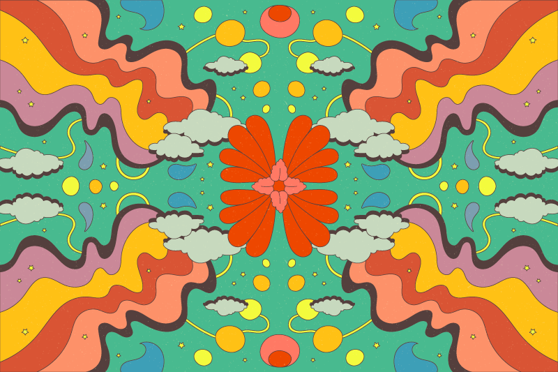 天然乙烯基地毯生动花卉波浪图案 - TenStickers