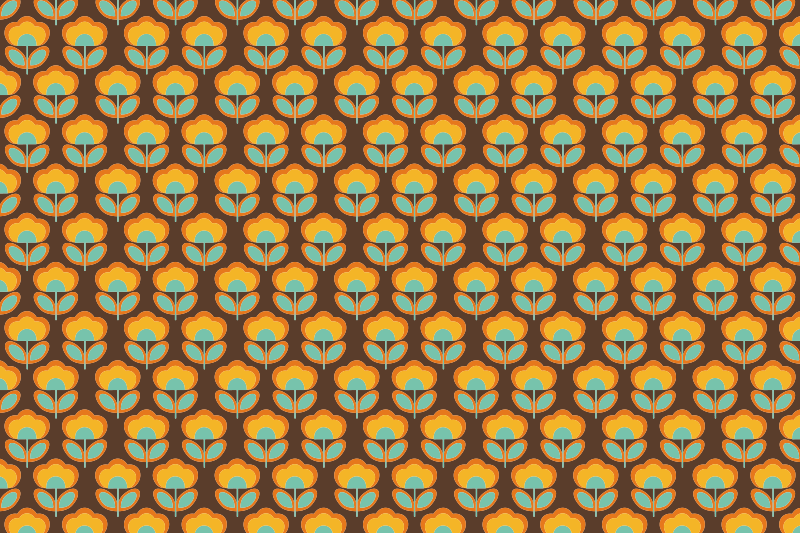 70年代的花朵与叶子花地毯 - TenStickers