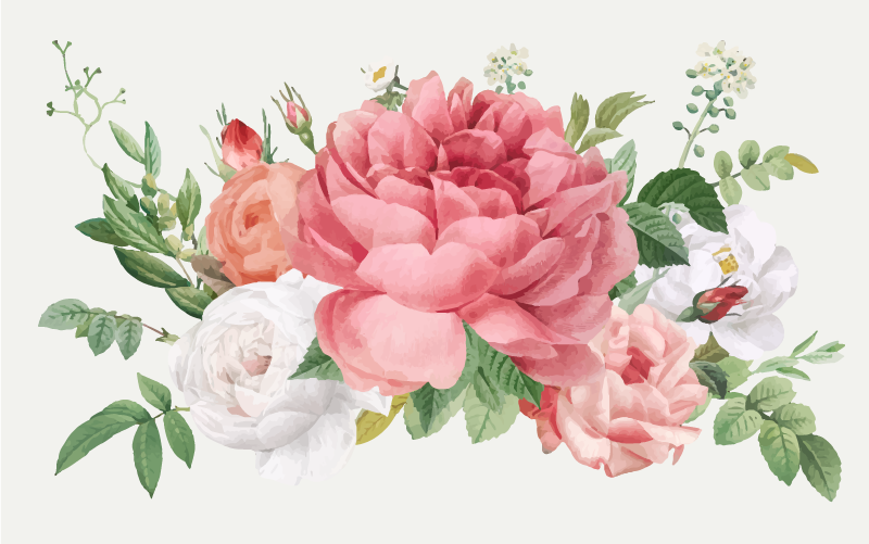 鲜花和玫瑰花卉乙烯基地毯 - TenStickers