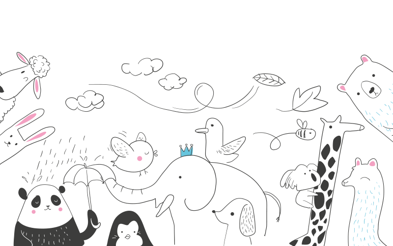 乙烯基地毯托儿所简约动物朋友 - TenStickers