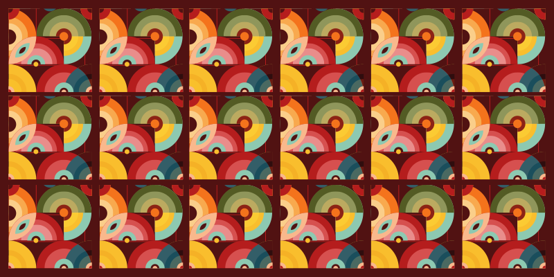 乙烯基复古地毯色彩缤纷的圆形图案 - TenStickers