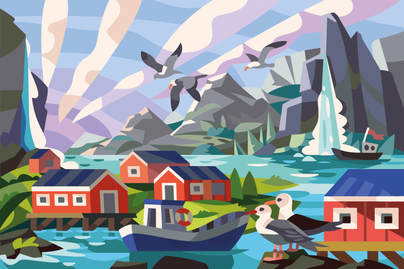 天然乙烯基地毯挪威海岸风情 - TenStickers