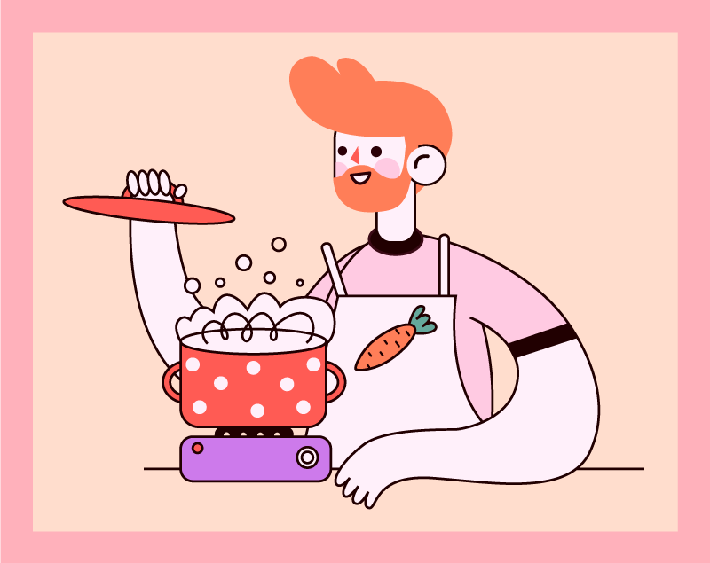 乙烯基厨房地毯红发男子烹饪 - TenStickers