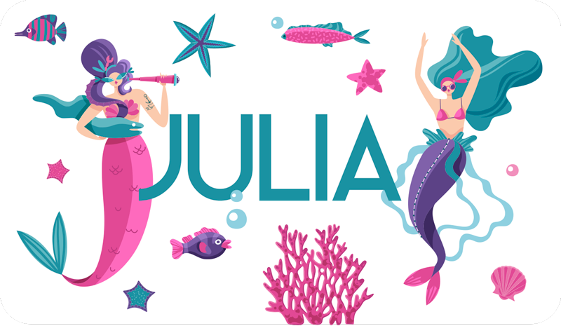 乙烯基地毯与名字的美人鱼冒险 - TenStickers