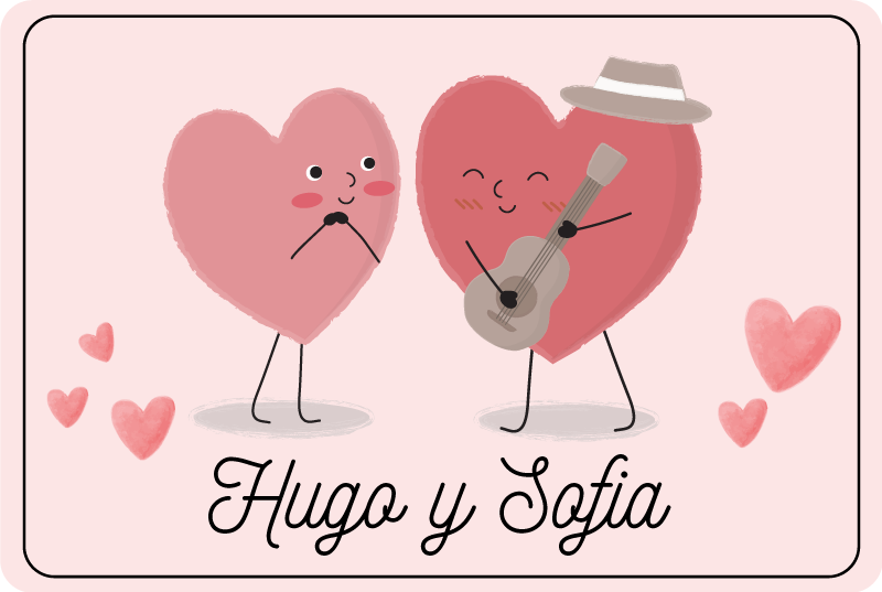 卧室乙烯基地毯双心名字款式 - TenStickers