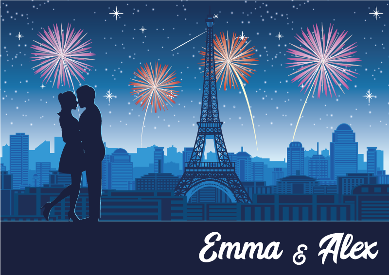 乙烯基地毯名称 巴黎浪漫 - TenStickers