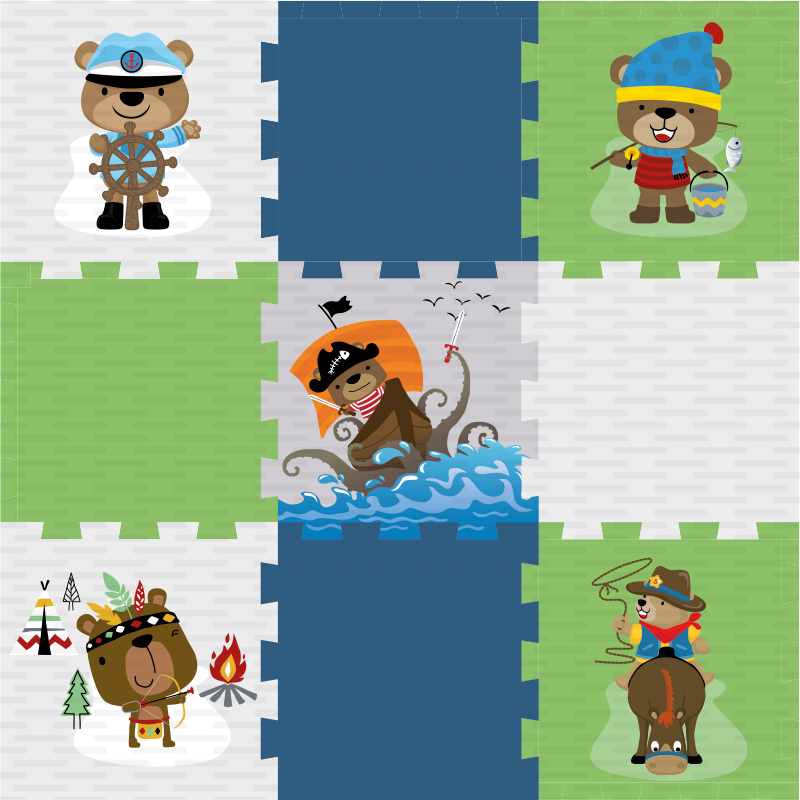 乙烯基地毯可爱熊熊冒险之旅 - TenStickers