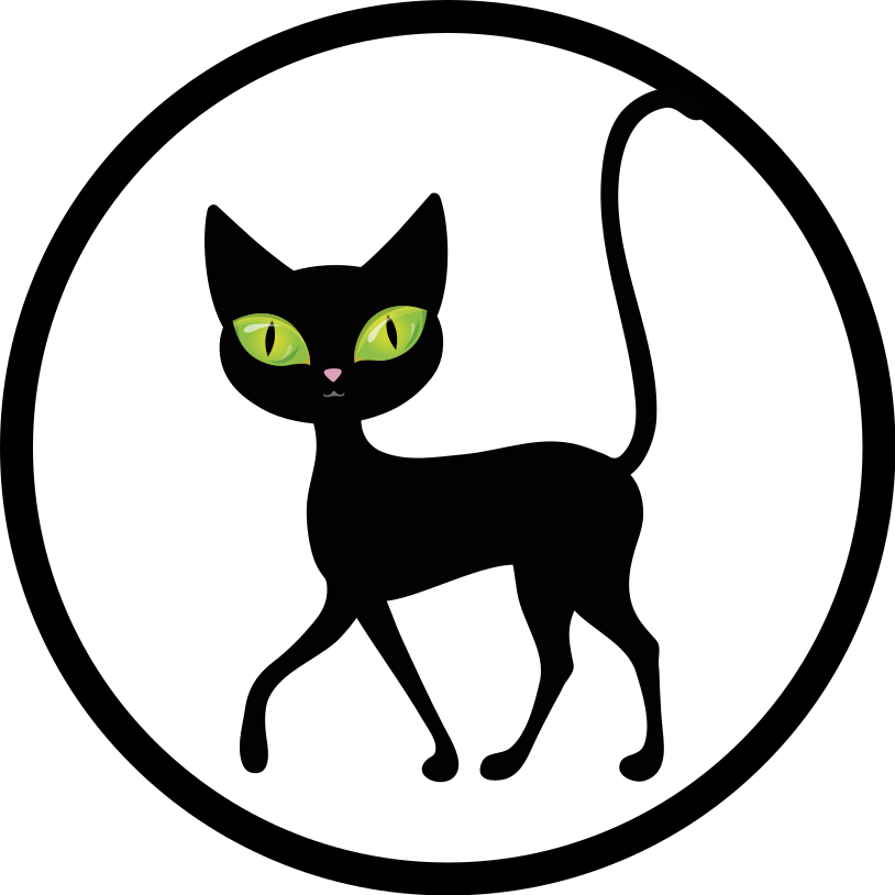 在白色背景的浴室地板上的黑猫 - TenStickers