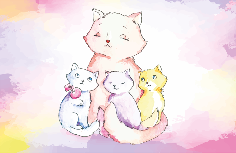 乙烯基地毯托儿所可爱猫咪家庭 - TenStickers