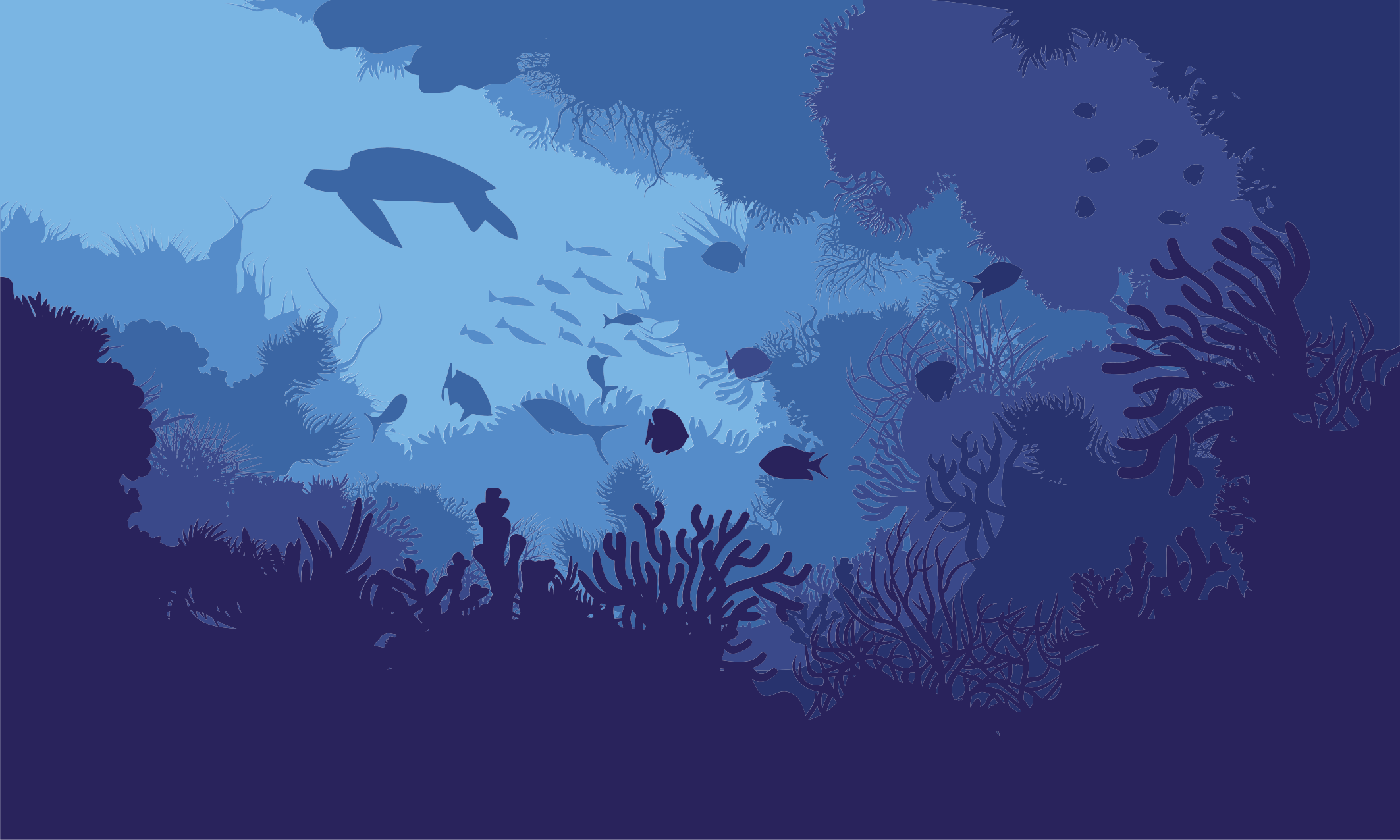 天然乙烯基地毯水下场景 - TenStickers