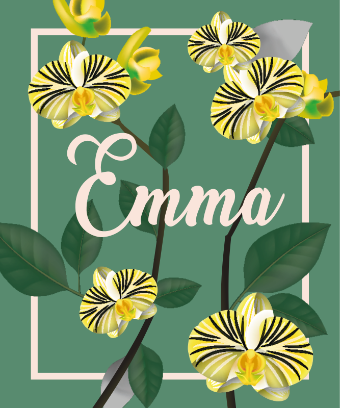 兰花个性化花卉乙烯地毯 - TenStickers