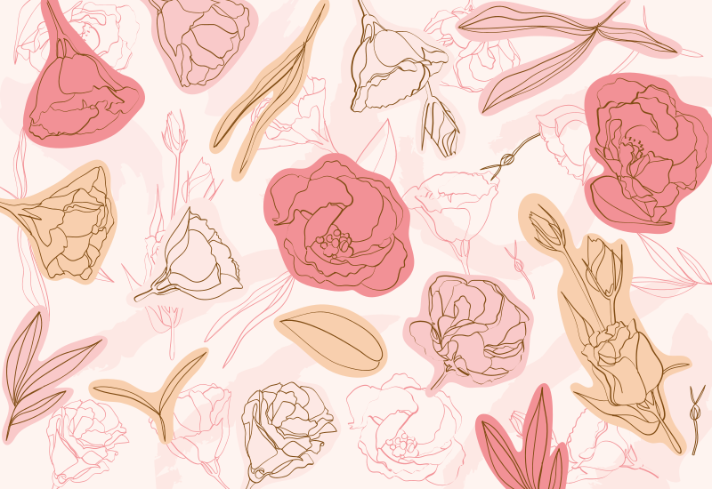 乙烯基花草地毯植物轮廓风格 - TenStickers