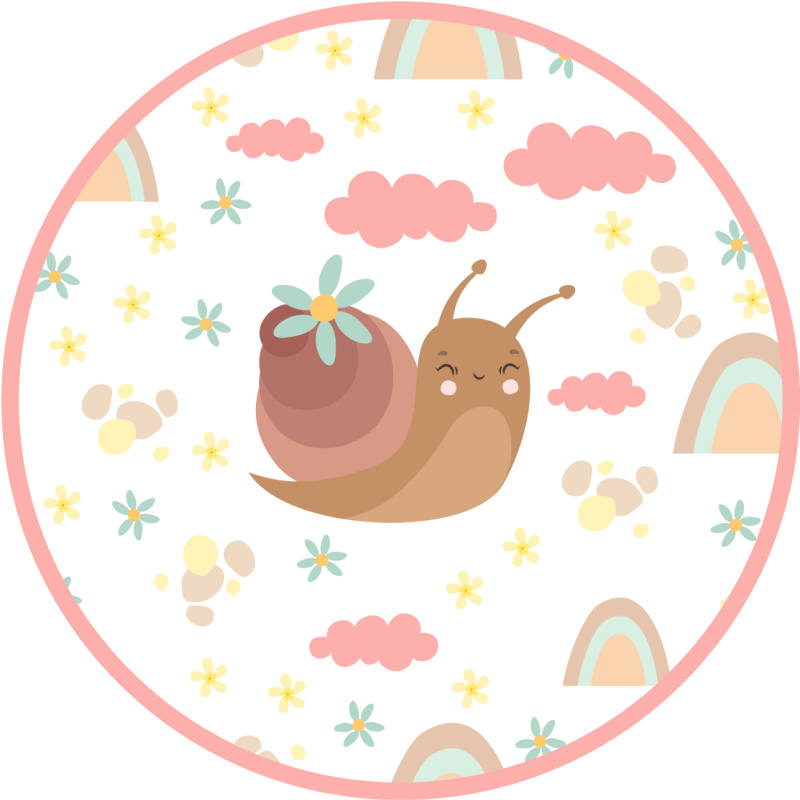 乙烯基地毯托儿所快乐蜗牛插图 - TenStickers
